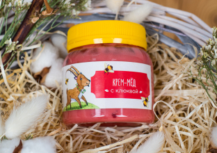 Крем-мед с клюквой, 300 г.