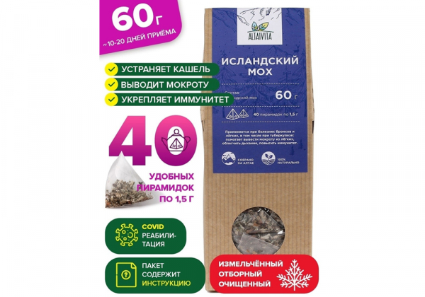 Анализ продукта Исландский мох в пирамидках, 60 грамм