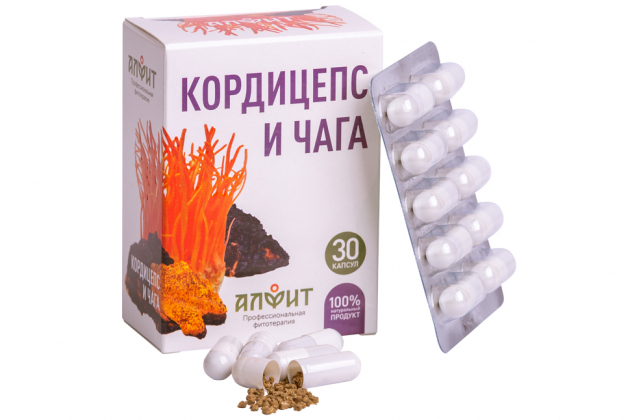 Анализ продукта «Кордицепс и чага» 30 капсул по 430 мг, Алфит