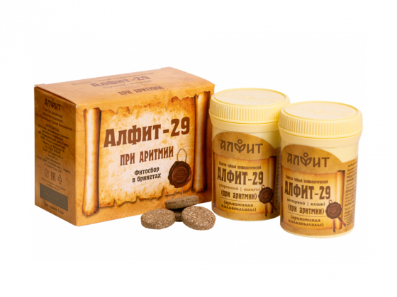 Анализ продукта Фитосбор в брикетах Алфит-29 при аритмии, 120г
