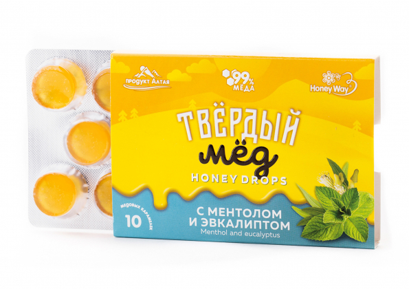 Анализ продукта Карамель медовая «Твердый мед» с ментолом и эвкалиптом, HoneyWay