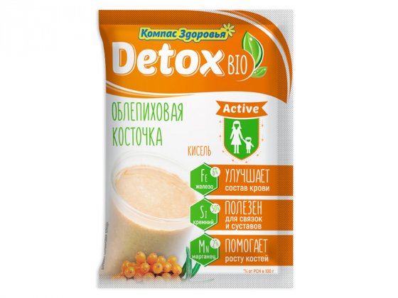 Анализ продукта Кисель Detox bio Active Облепиховая косточка, 25 г ТМ Компас Здоровья