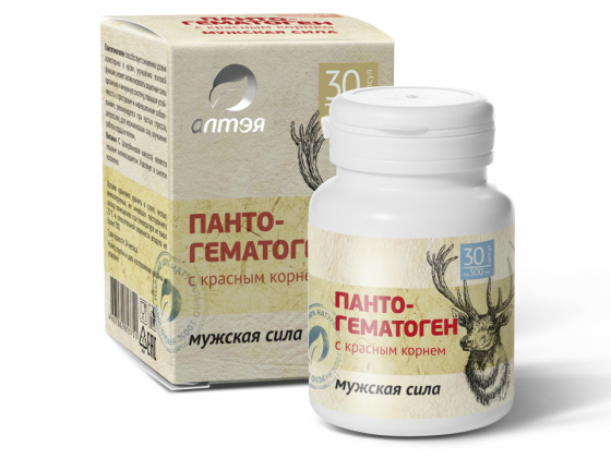 Анализ продукта Пантогематоген «Мужская сила», 30 капсул по 500 мг ТМ Алтэя