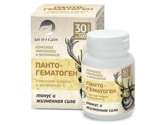 Анализ продукта Пантогематоген «Тонус и жизненная сила», 30 капсул по 500 мг ТМ Алтэя