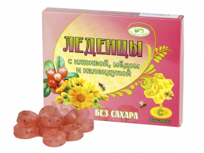 Леденцы с клюквой, медом и календулой без сахара, 10 шт. ТМ Родники Сибири