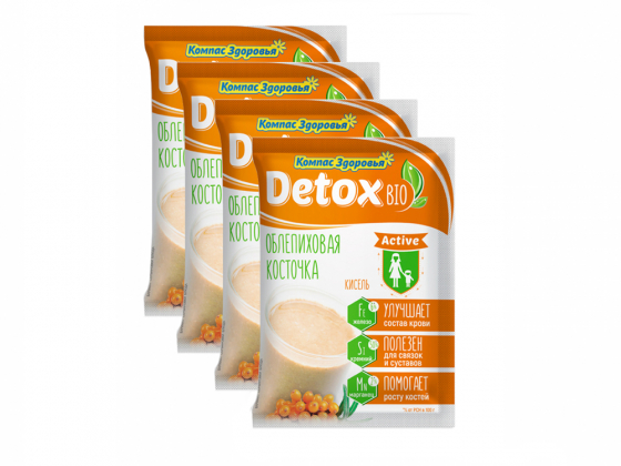 Анализ продукта Набор из 4 штук Кисель Detox bio Active Облепиховая косточка, 25 г ТМ Компас Здоровья