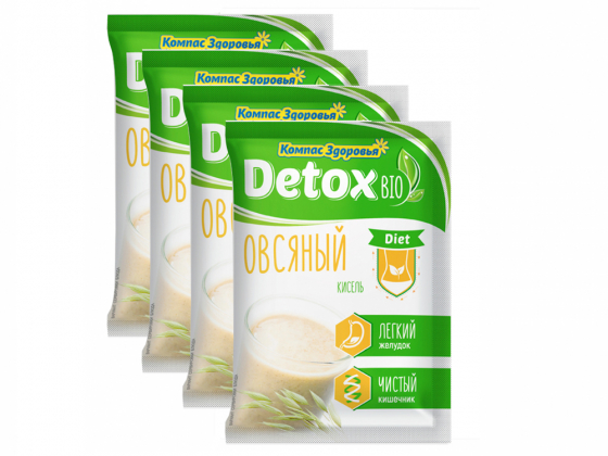 Анализ продукта Набор из 4 штук Кисель Detox bio Diet Овсяный, 25 г ТМ Компас Здоровья