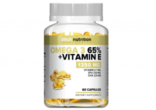 Омега 3 65% с витамином Е, 1350 мг, 60 капсул ТМ aTech