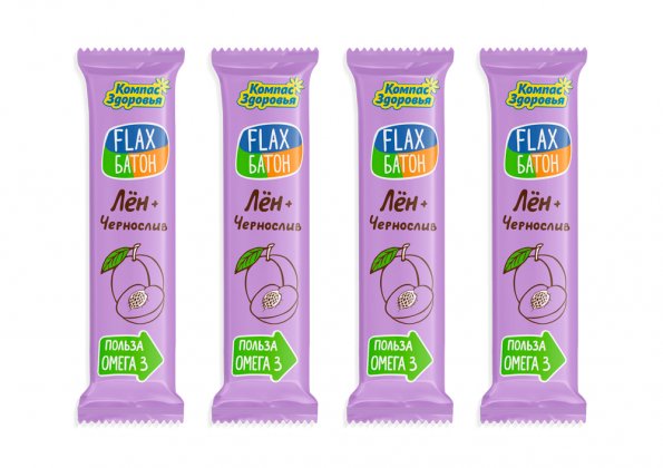Анализ продукта Флакс-батон Чернослив, 30 г ТМ Компас Здоровья Набор из 4 штук