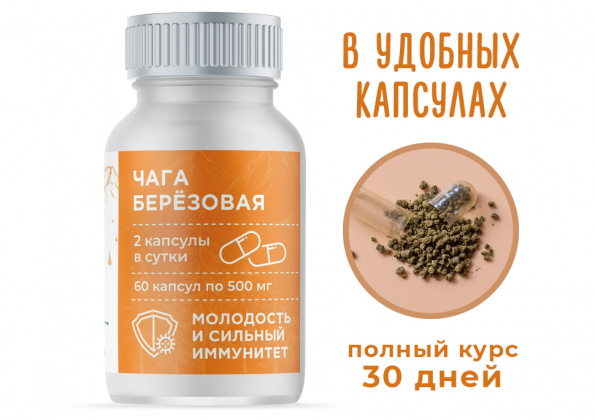 Анализ продукта Чага Берёзовая, 60 капсул по 500 мг