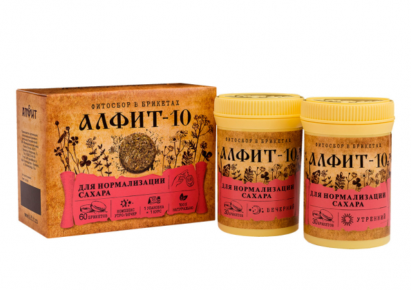 Анализ продукта Фитосбор в брикетах Алфит-10 при сахарном диабете, 120г