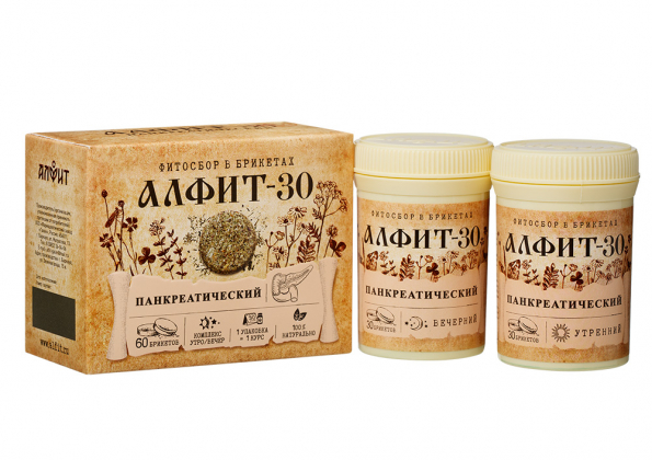 Анализ продукта Фитосбор в брикетах Алфит-30 для поджелудочной железы, 120г