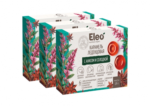 Анализ продукта Карамель леденцовая с анисом и солодкой, Eleo набор из 3 штук