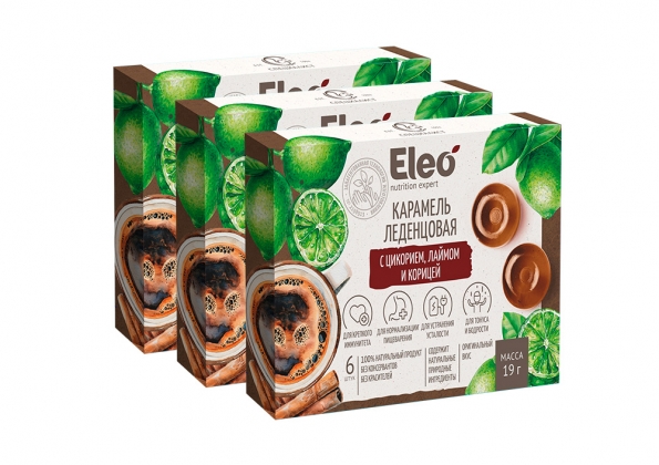 Анализ продукта Карамель леденцовая с цикорием, лаймом и корицей, Eleo набор из 3 штук