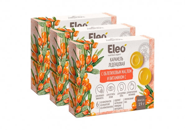 Анализ продукта Карамель леденцовая с облепиховым маслом и витамином С, Eleo набор из 3 штук