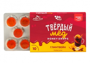 Карамель медовая «Твердый мед» со вкусом глинтвейна, HoneyWay